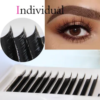 

1 Tray/Set 12Rows C D L Individual Eyelash Extensions Silk Black Fake False Eyelashes Curl Fine Individual Lashes Extension
