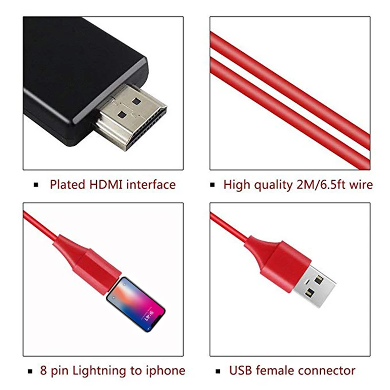 1,8 м 8 Pin к HDMI Мужской кабель HD 1080P HDMI конвертер адаптер USB кабель для HD ТВ цифровой аудио кабель-адаптер для iphone IOS