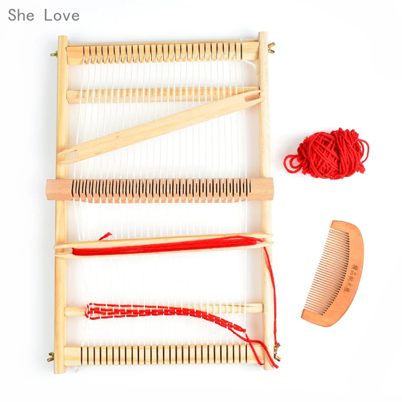 

She Love Wooden Traditional Weaving Loom Children Toy Craft Educational Gift Wooden Weaving Frame knitting Machine