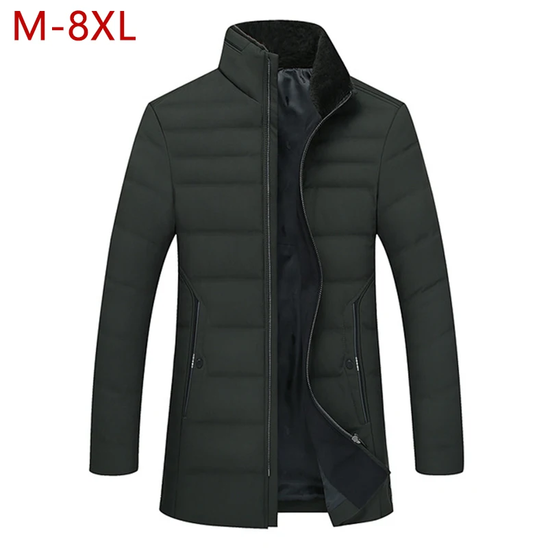 M 8XL Men 90 White Duck Down Long Coat Autumn Winter Male Big Size