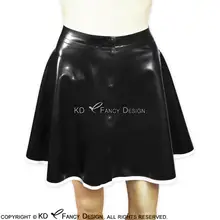 

Black And White Trims Sexy Latex Skirts With Buttons At Front Rubber Bottoms Uniform DQ-0011