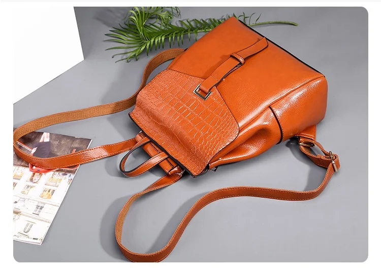 Fashion Crocodile Women Backpack High Quality PU leather Shoulder bag female Backpack for Teenage Girls School Bag Daypack (22)