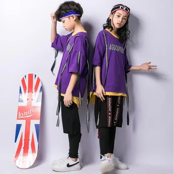 

Kids Hip Hop Tshirt Clothing Girls Boys Sweatshirt Tops Jogger Pants Jazz Dance Costume Ballroom Dancing Clothes Stage wear Suit