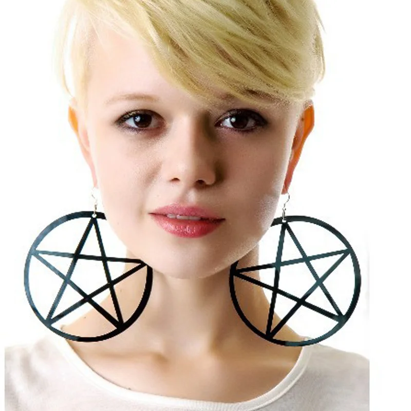 

Night Club Oversized Big Brand Earrings Hollow Out Star Drop punk Style Earring Hip-hot Accessory