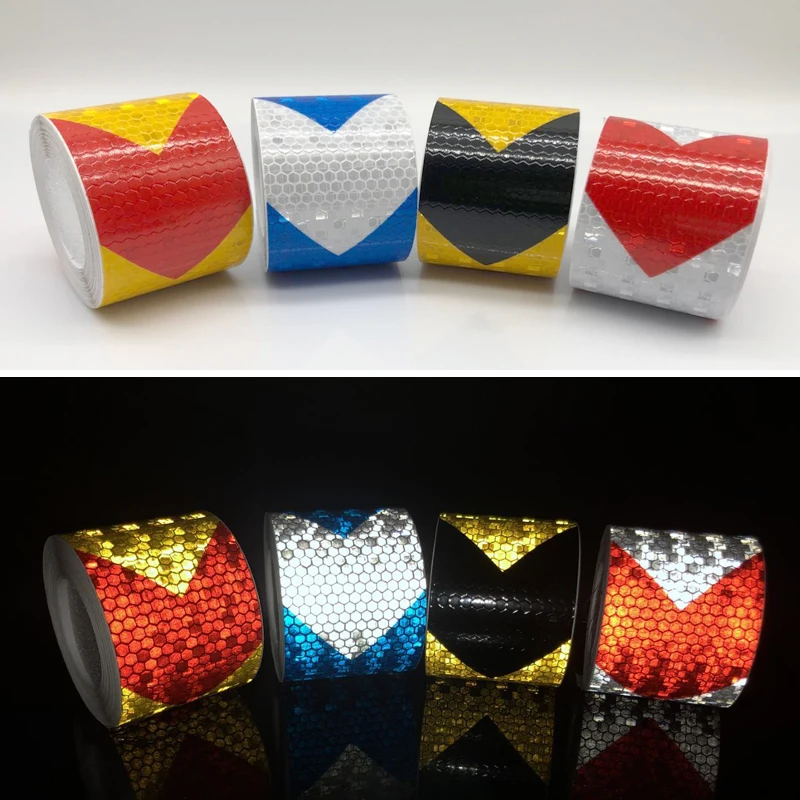 50mm width Shining Reflective Warning Self-Adhesive Stikcer with Color Arrow Printing for Car