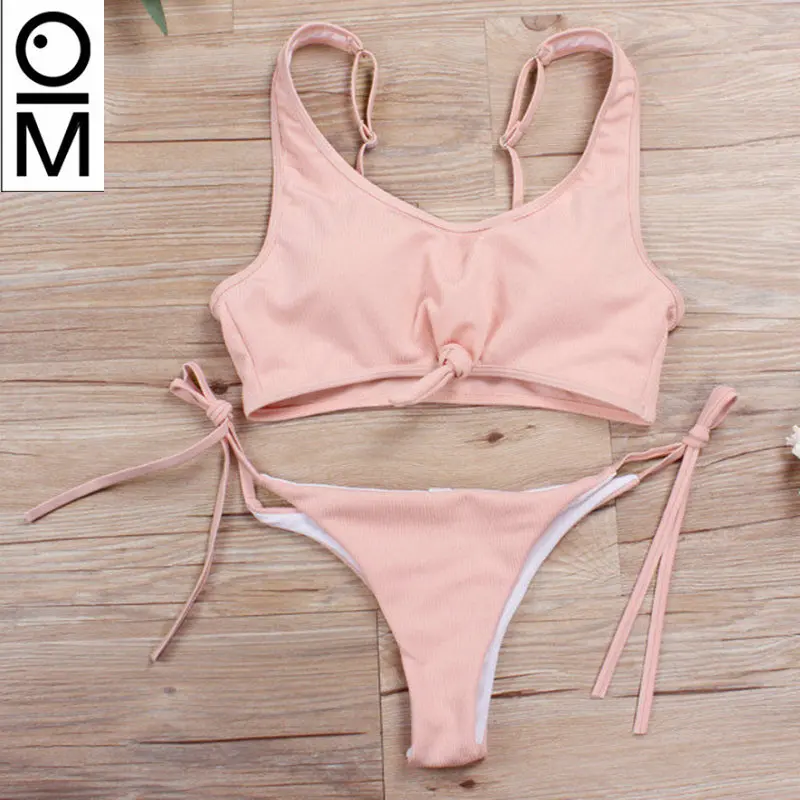 

Swimsuits 2018 Women Brazilian Bandage Bottom Bikini Push Up Halter Swimwear Bikini Set adjustable Maillot De Bain Bathing Suits