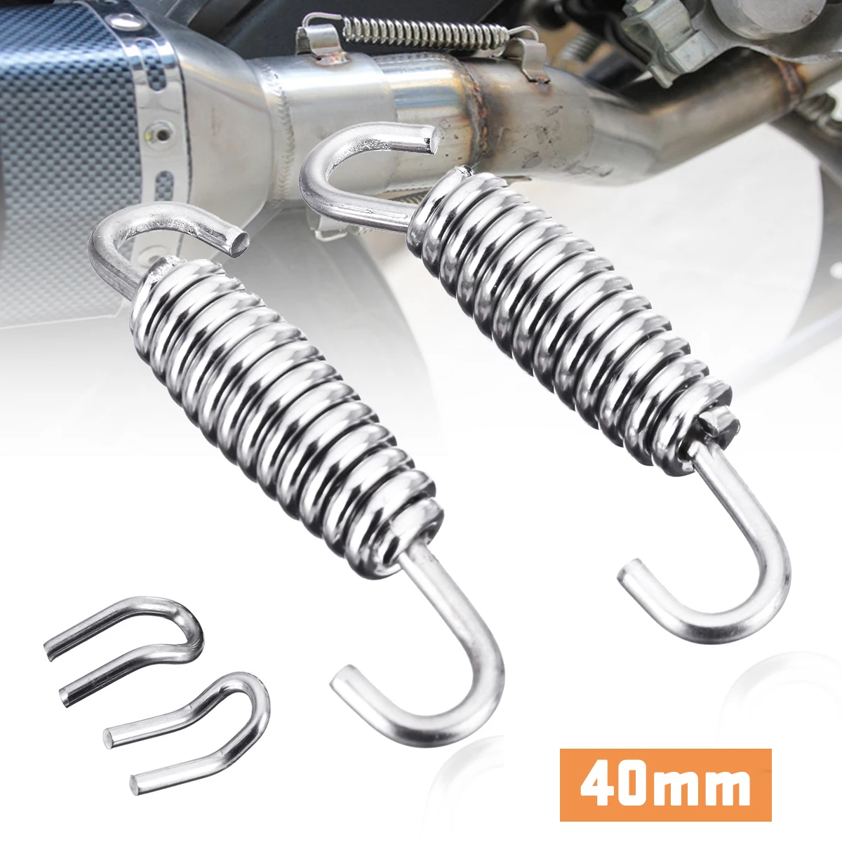 2 Piece 40mm Swivel End Motorcycle Exhaust Expansion Springs Stainless Steel 