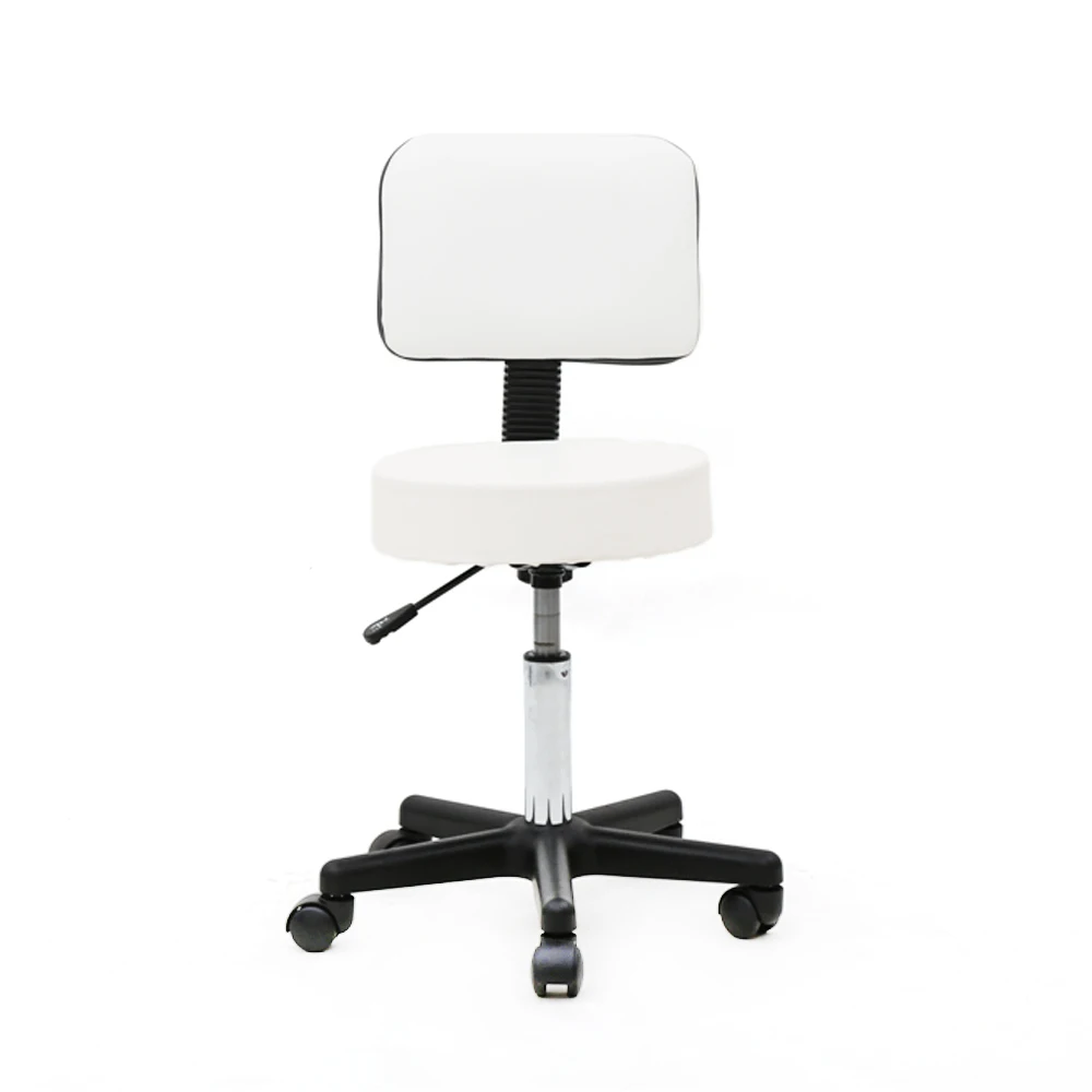 

Round Shape Plastic Adjustable Salon Stool with Back White