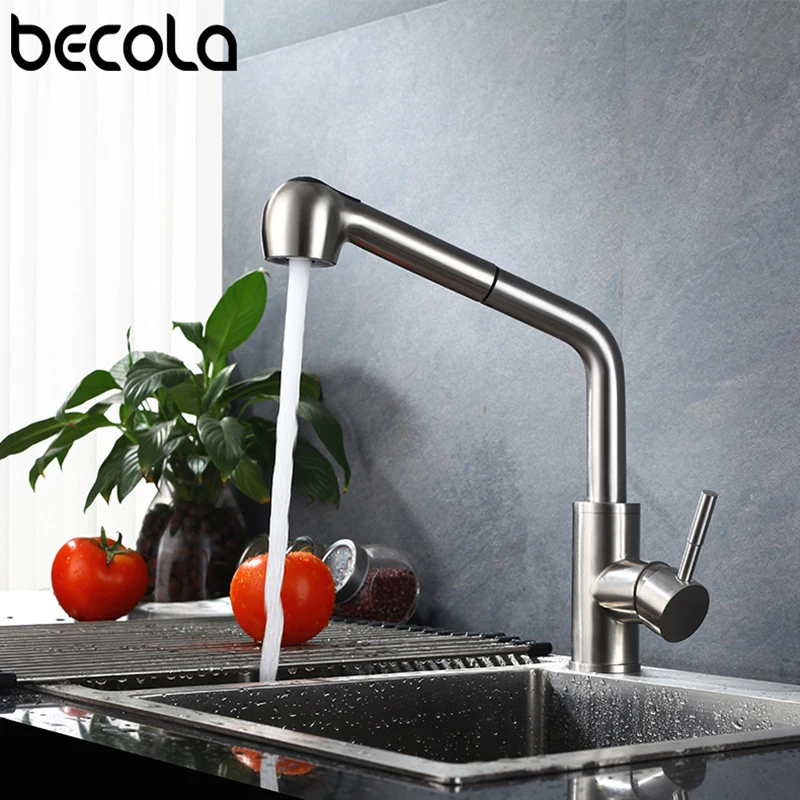  BECOLA kitchen faucet tap pull out mixer Kitchen Sink Faucet stainless steel Single Handle Swivel S - 32954777912