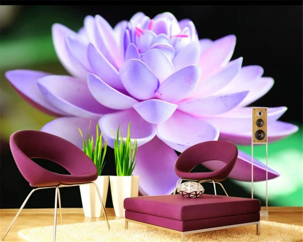beibehang Custom high end fashion large scale HD wallpaper Purple lotus  simple TV background wall papers home decor papier peint|Wallpapers| -  AliExpress