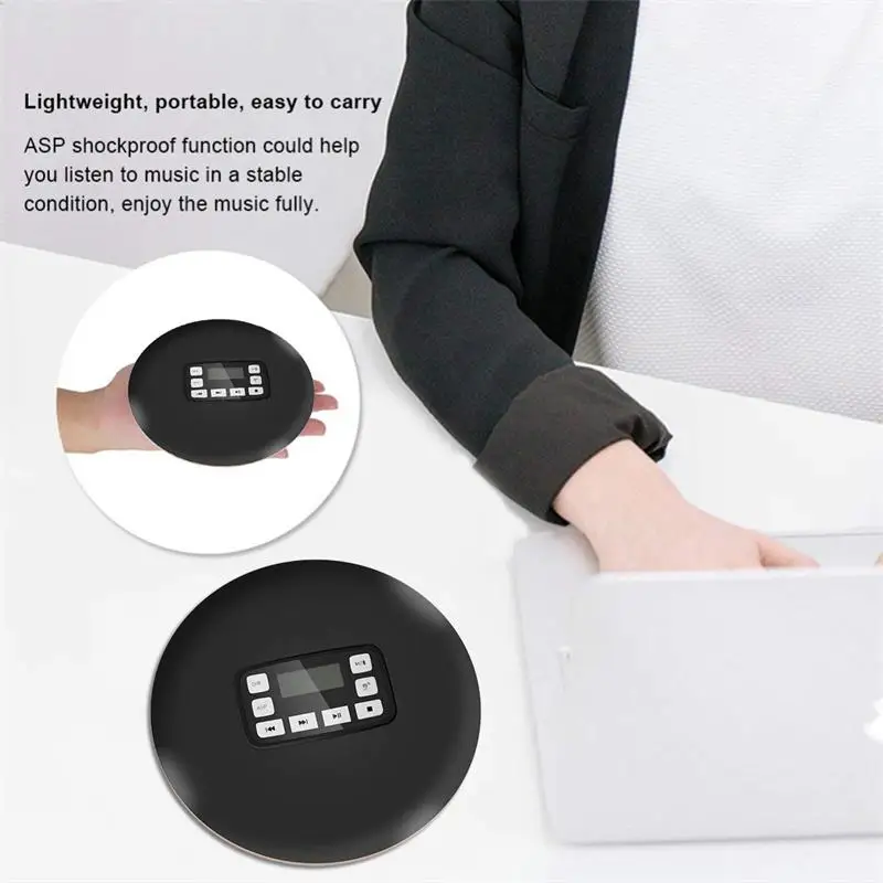 Bluetooth CD Player with LED Display Headphone Jack Anti Skip Protection Anti Shock Personal CD Music Disc Player for Kids Adult
