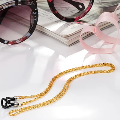 Ретро твист металлическая сенсорная цепочка для солнцезащитных очков Горячая на Insta очки веревка 3 цвета доступны с универсальной силиконовой петлей - Цвет: Золотой