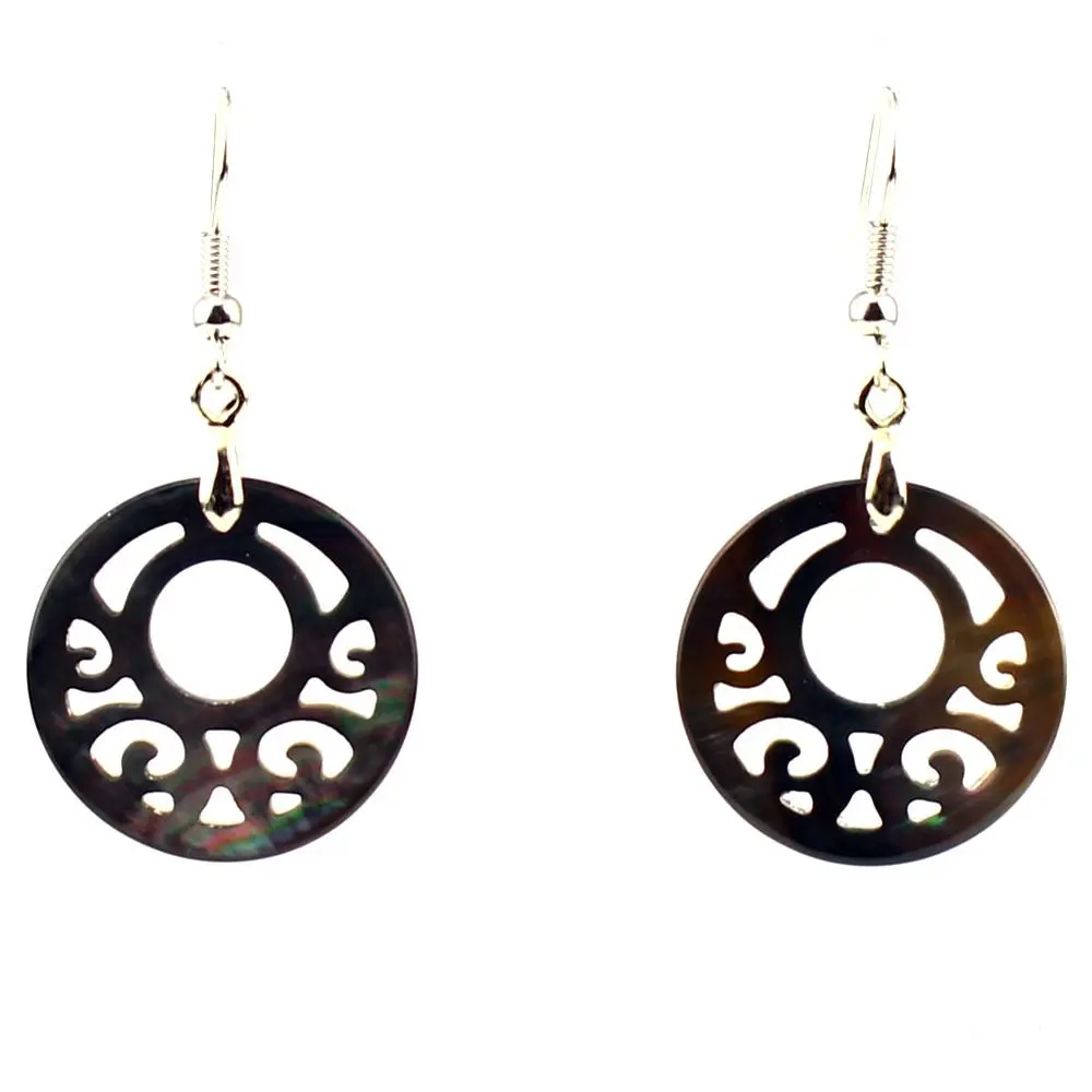 A6863-2 24x2mm Pair shell traffic circle earring | Украшения и аксессуары