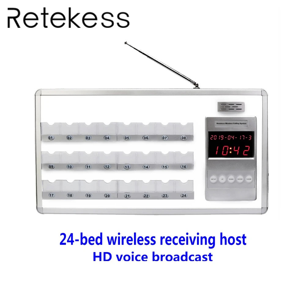 

Retekess TD121 24 Bed Wireless Calling Host Receiver with Voice Reporting Medical intercom system alarm for Nurse Calling System