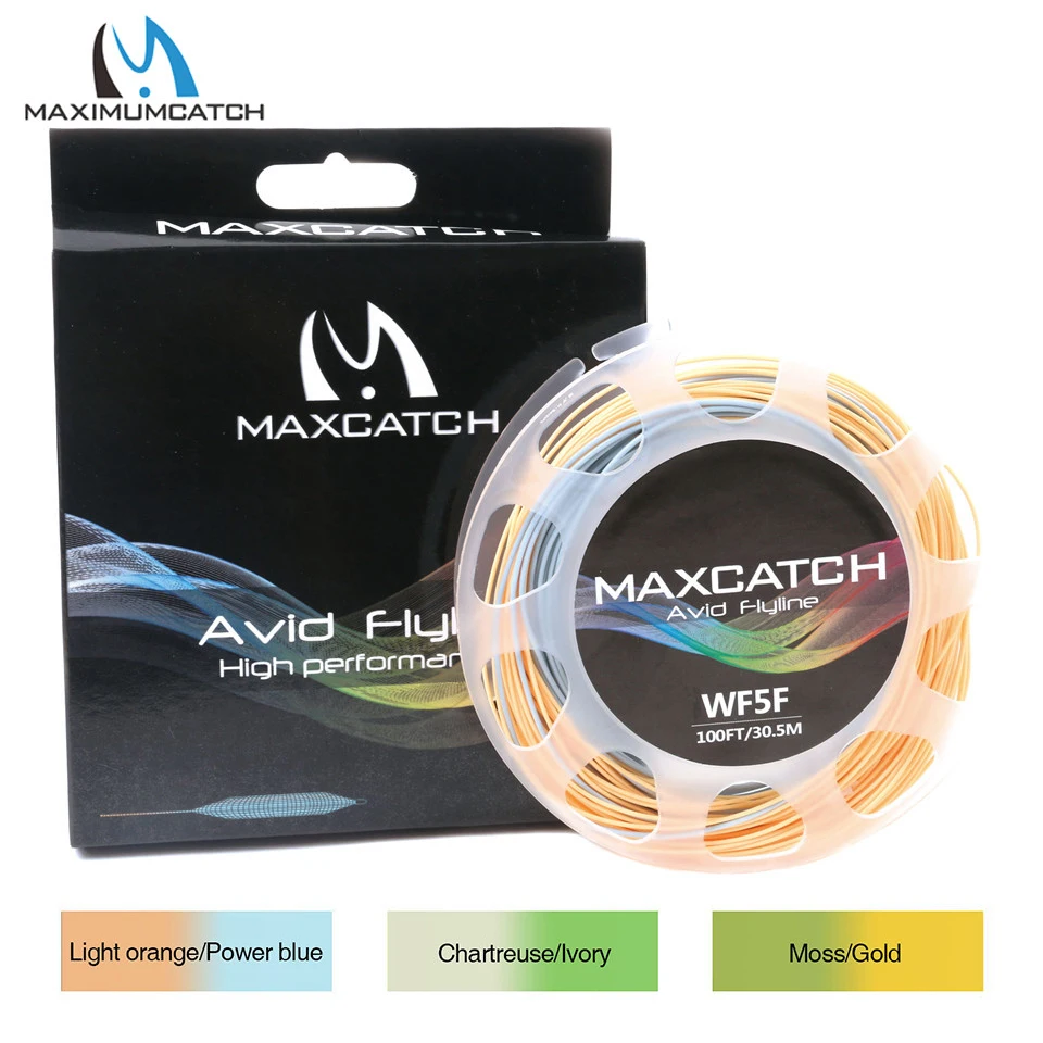 Maximumcatch 100FT 3/4/5/6/7/8WT مزدوجة اللون صنارة صيد السمك بذبابة الصيد الصناعية الوزن إلى الأمام العائمة يطير خط مع 2 حلقات ملحومة