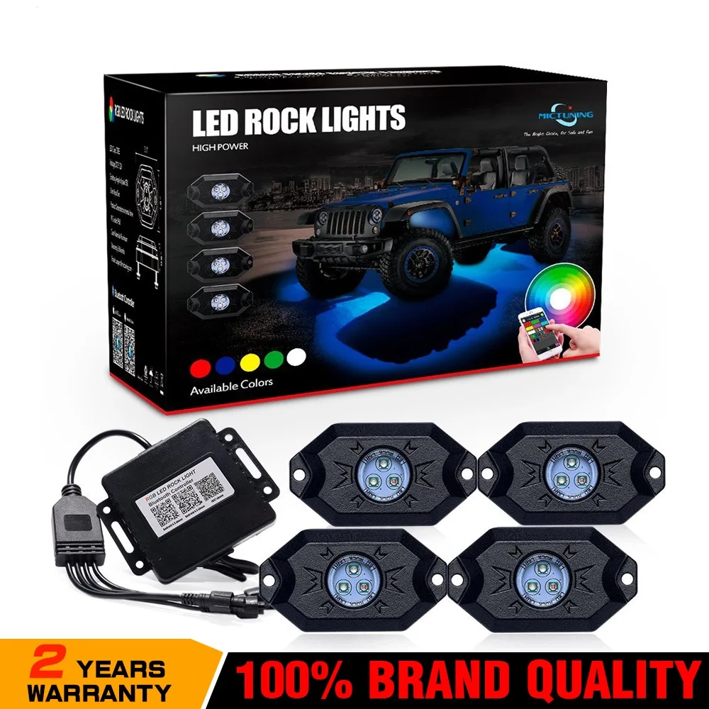 MICTUNING см 4 накладки RGB светодиодный Рок светильник s с Bluetooth пульт дистанционного