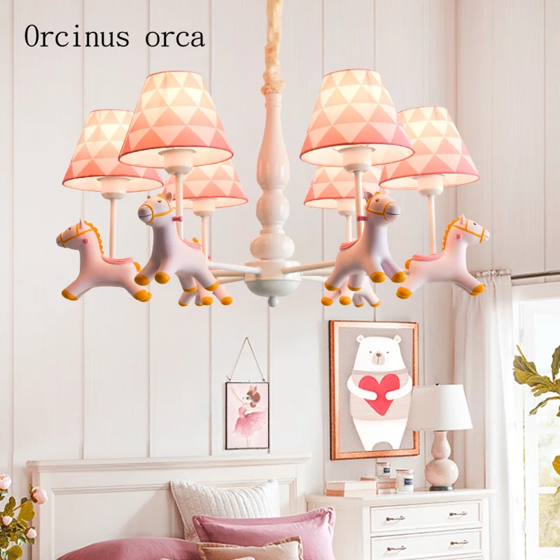 

American cartoon creativity pony chandelier boys and girls bedroom children room lights Nordic pastoral animal Chandelier