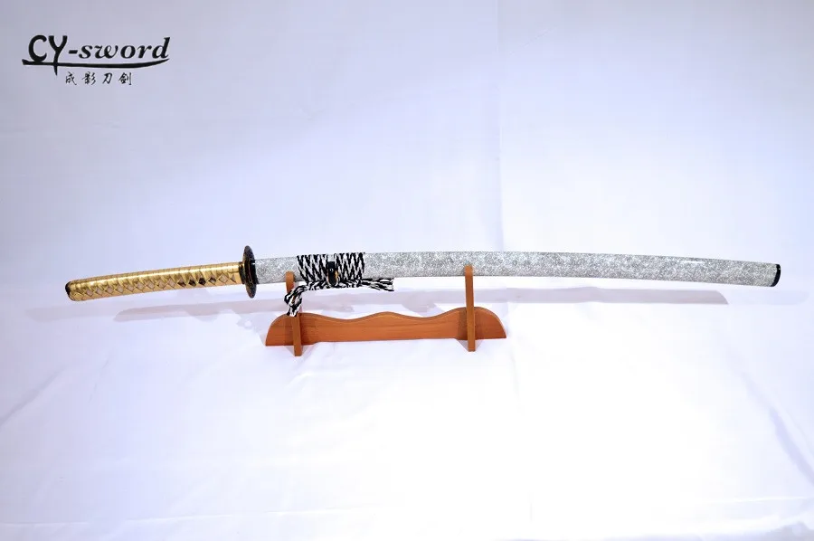 1060 STEEL oil quenching clay tempering golden blade handmade katana sword