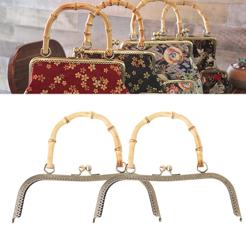 

THINKTHENDO 1pc DIY Purse Handbag Purse Frame Handle Coins Bags Metal Kiss Clasp Lock Frame 20cm/25cm