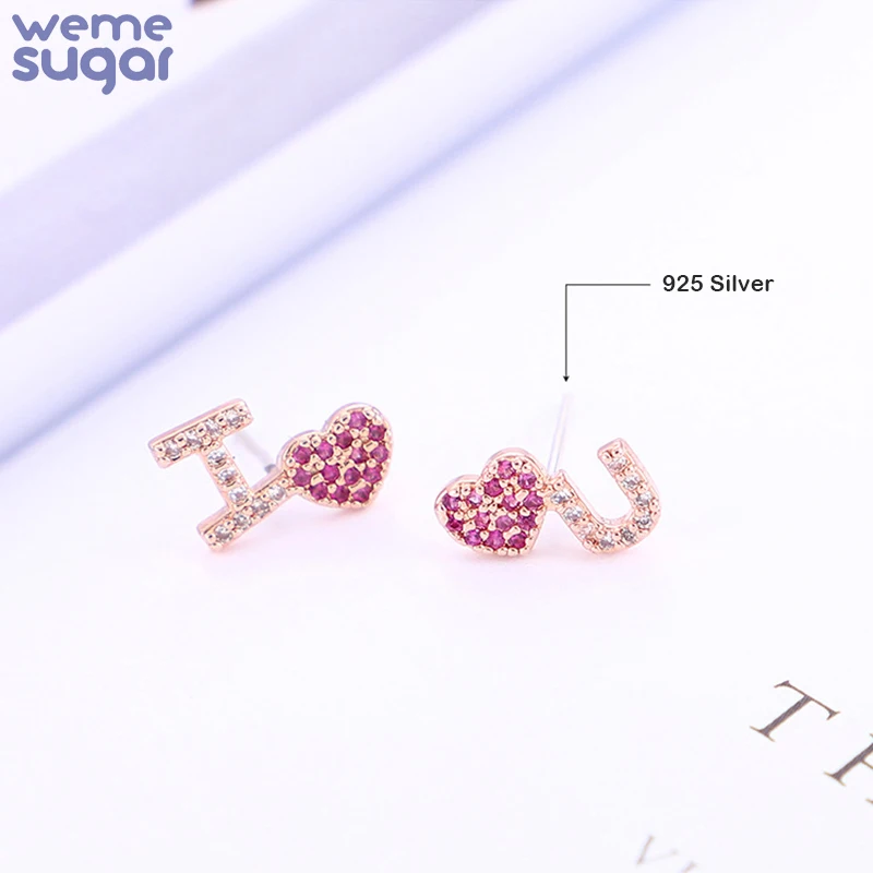 Серебряные серьги гвоздики WeMe S925 с надписью I Love You|Серьги-гвоздики| |