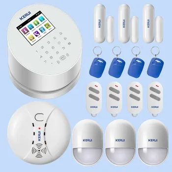 

KERUI W2 Wireless WIFI GSM PSTN Security Alarm System Phone APP Remote Control Smart Smoke Detector Home Burglar Alarm System