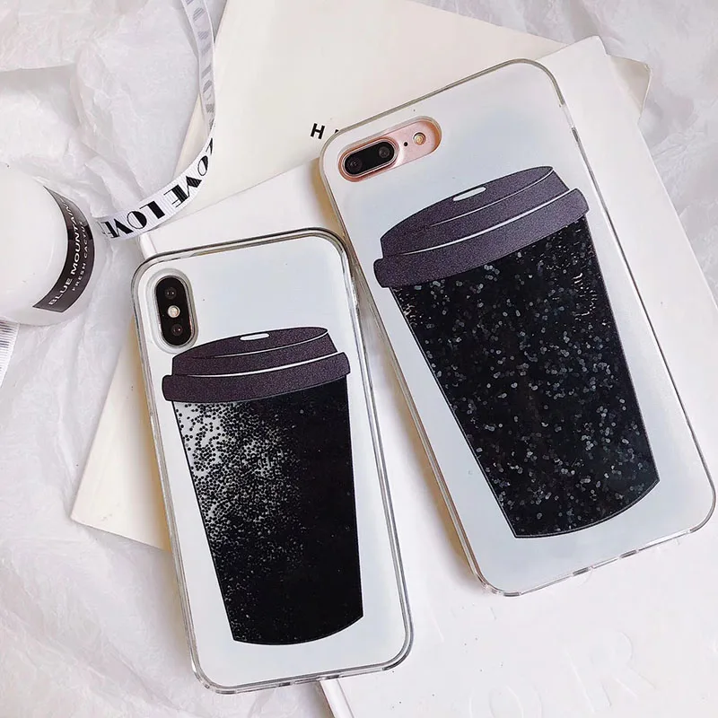 

Phone Case Coffee Cup Liquid Quicksand Protective Case Cover for iPhone WIF66