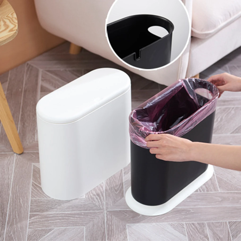 

Pressing Plastic Waste Bins Household Lid Bathroom Garbage Can Simple Rubbish Dustbin