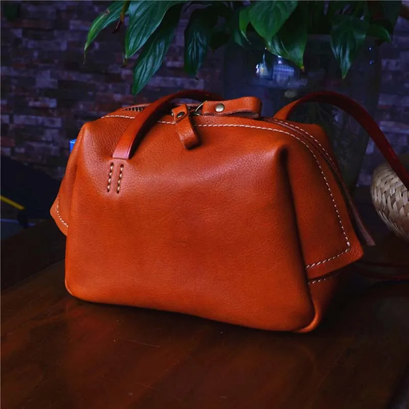 

Literary Fan head layer cowhide bag planting suede soft leather small bag tree cream leather retro shoulder bag