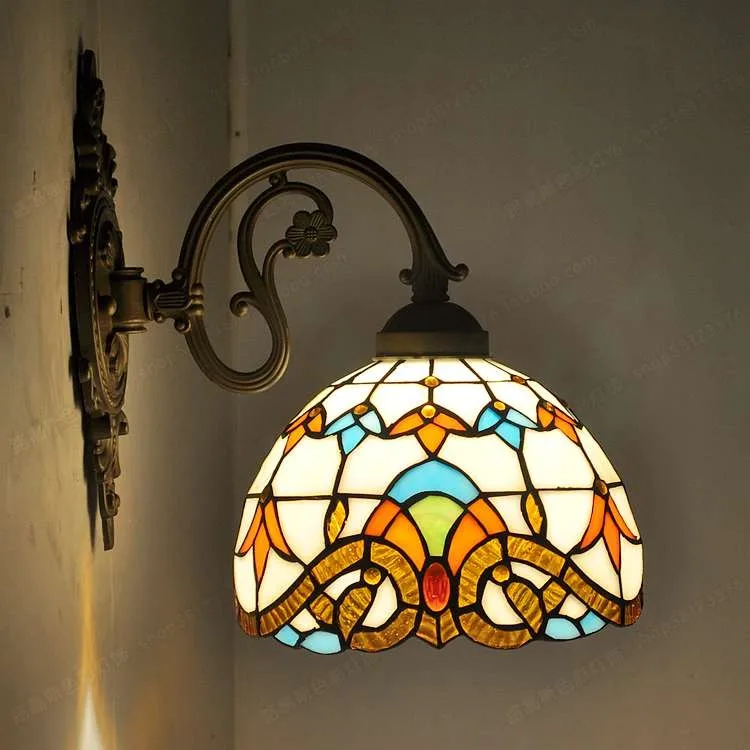 Европейский барокко стеклянный настенный светильник античный фойе Тиффани зеркало передний Средиземноморский прикроватный фон настенный коридор освещение