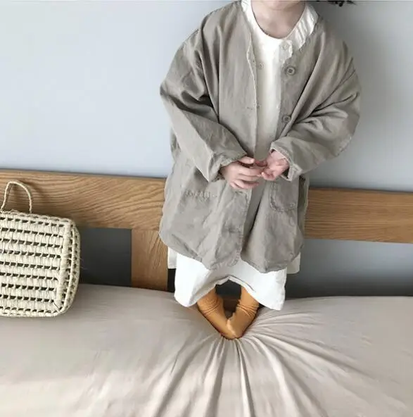 

2019 new wholesale boys girls coat autumn cotton linen fashion full sleeve kids jacket 1-7t HU882
