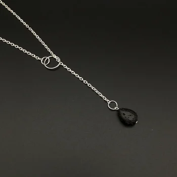 

10pcs Black Natural Lava Stone Pendant Jewelry Gold Chokers Layered Necklace Aromatherapy Essential Oil Diffuser Necklace