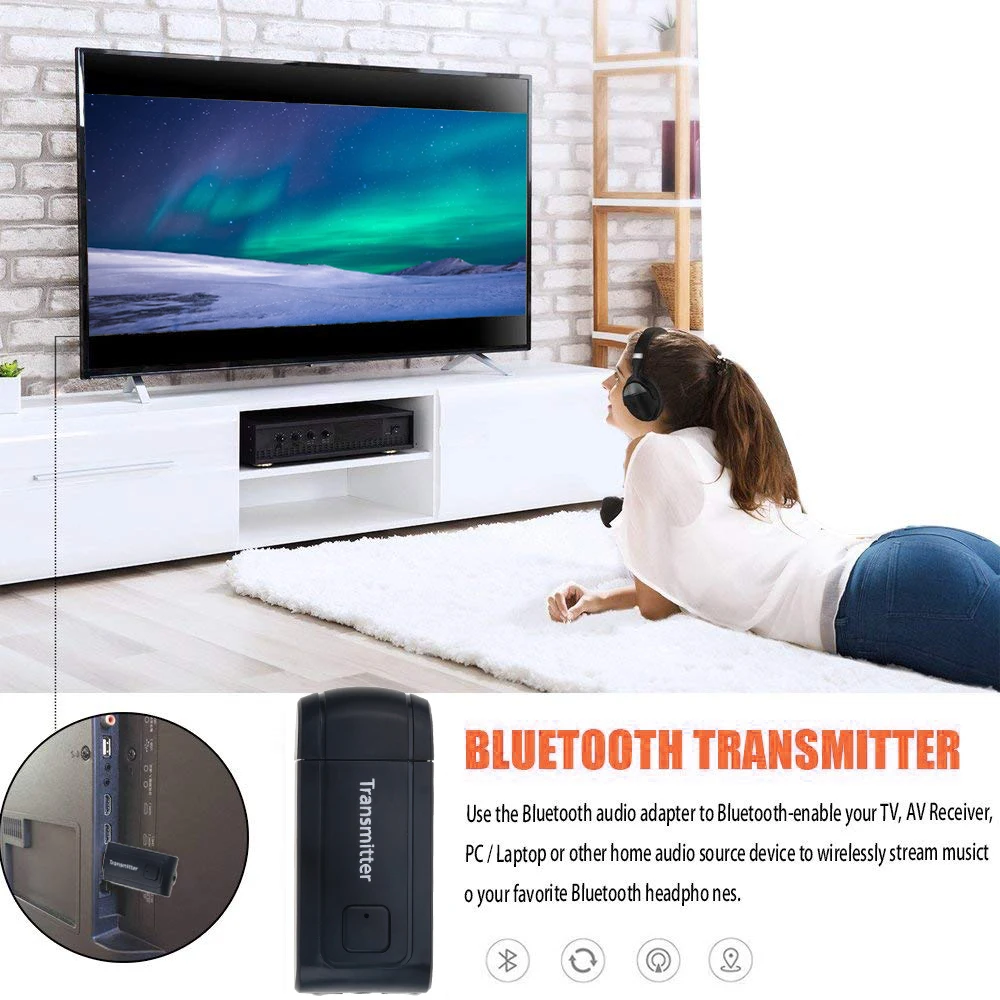 kebidu Bluetooth V4.2 Transmitter Receiver Wireless A2DP 3.5mm Adapter Stereo Audio Dongle For TV Car /Home Speakers MP3 MP4