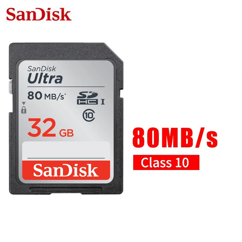 Двойной флеш-накопитель SanDisk Ultra карты памяти SD 128 Гб 64 ГБ 32 ГБ оперативной памяти, 16 Гб встроенной памяти, 80 МБ/с. карт SD карта SDXC Class10 C10 V30 в формате 4K UHD, для Камера SD карты