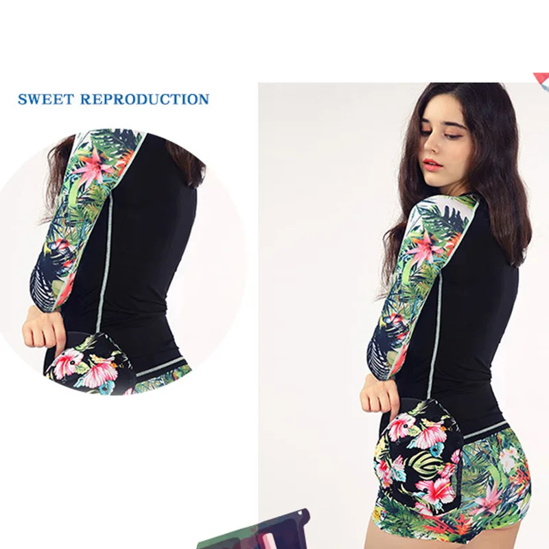2018 Women Long Sleeve Swimwear Surfing Bathing Suits Sexy two Piece Sport Swimsuit (8)