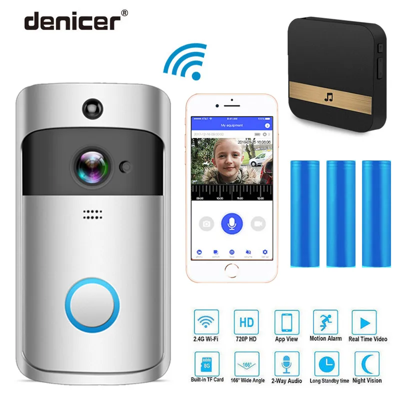 

Denicer Smart IP Video Intercom WIFI Video Ring Phone Door Bell Cam WIFI Doorbell Camera Home Alarm Wireless Security Camera