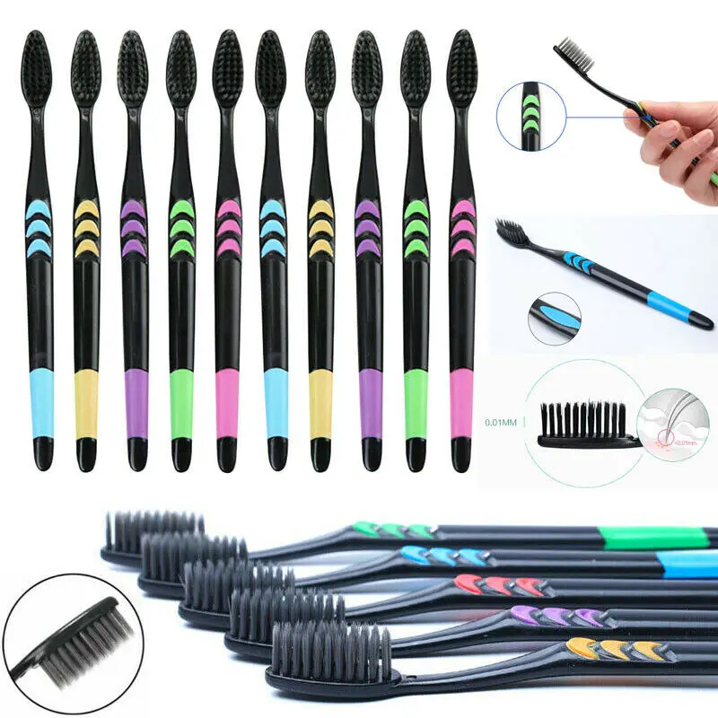 

Family Set Toothbrush Soft Bamboo Charcoal Adult Cleancare Gums Fine Hair Home Unisex Healthy Teeth Cleaning Brush