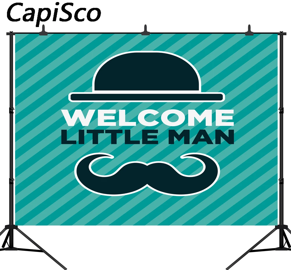 

Capisco Baby Shower Birthday Party Little Man Hat Beard Photography Backgrounds vinyl Photographic Backdrops Photo Studio