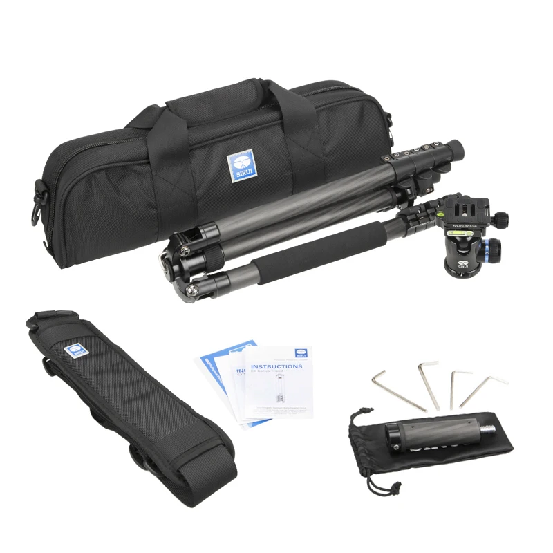 

ET1204+K10X Sirui Tripod Professional Pro Tripod Head Carbon Fiber For SLR Cameras Stand Extendable 3 Legs Camera Tripod DHL