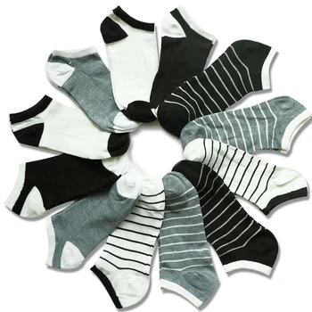 

6Pair/2Style Casual Mens Dress Socks Short Unisex Low Cut Ankle Striped Socks Women Soild Color Cotton Socks Chaussettes Femme