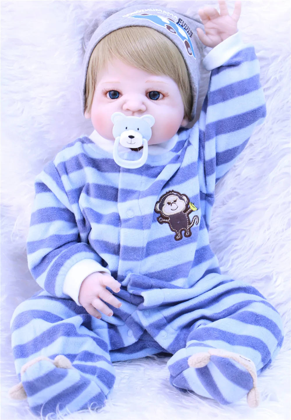 bebe reborn 55cm boy body boneca doll full silicone completa for boy Toys reborn babies doll