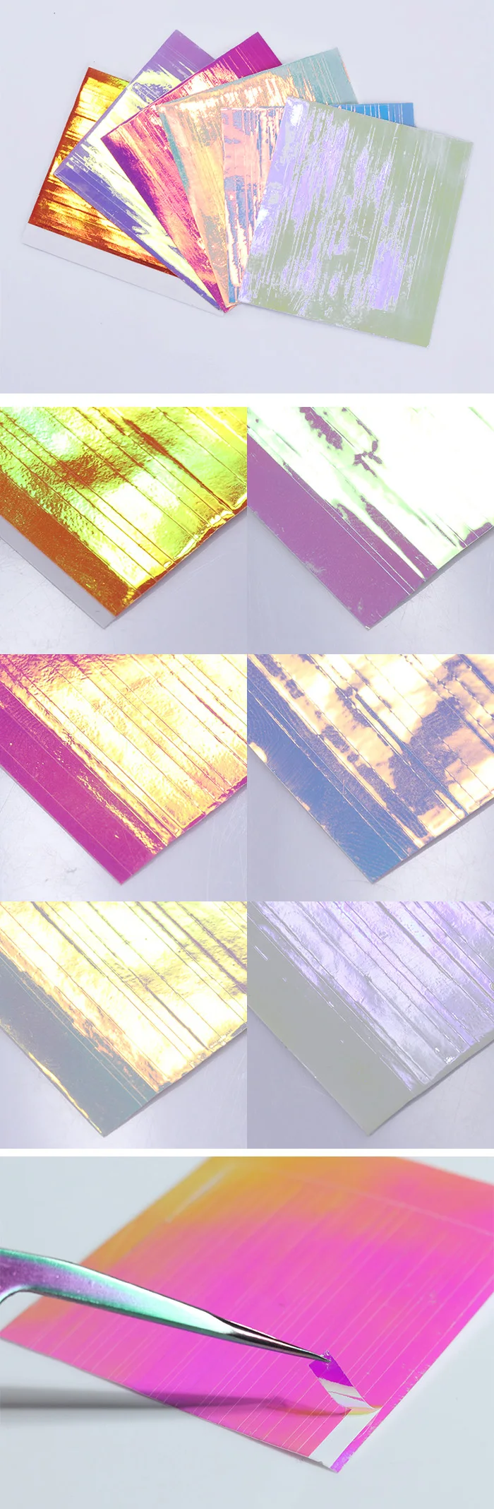 6 листов BORN PRETTY клей Holo 3D наклейки для ногтей ультра тонкая Лазерная линия конфеты наклейка из фольги для ногтей