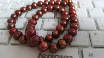 

gorgeous AAA12-3south sea baroque wine red pearl necklace 18inch14K Gold Clasp KKK