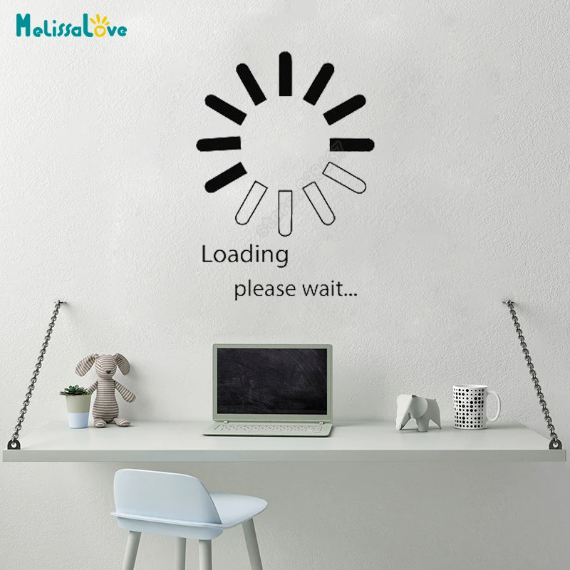 

Loading Please Wait Computer Gaming Stickers Vinyl Wall Sticker Decor Loading Video Game Wall Tattoo Removable Wallpaper B649