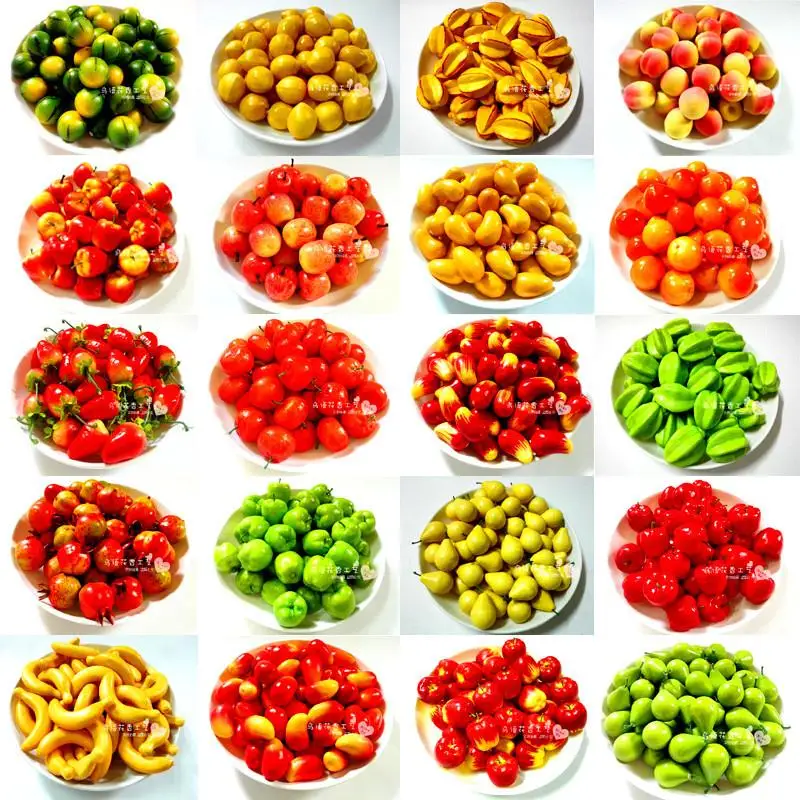 

50pcs/lot simulation model mini fruits vegetables decorative artificial fruits compote Simulation apple pear orange Peaches #71