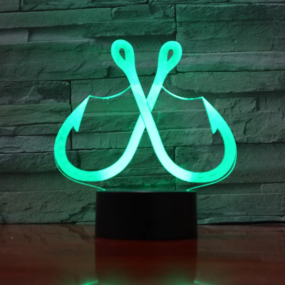 

3D Illusion Led Night Light Lamp Fish Hook Novelty Lights Office Room Decoration Kids Baby Nightlight Cool Gift 3d Lamp Acrylic