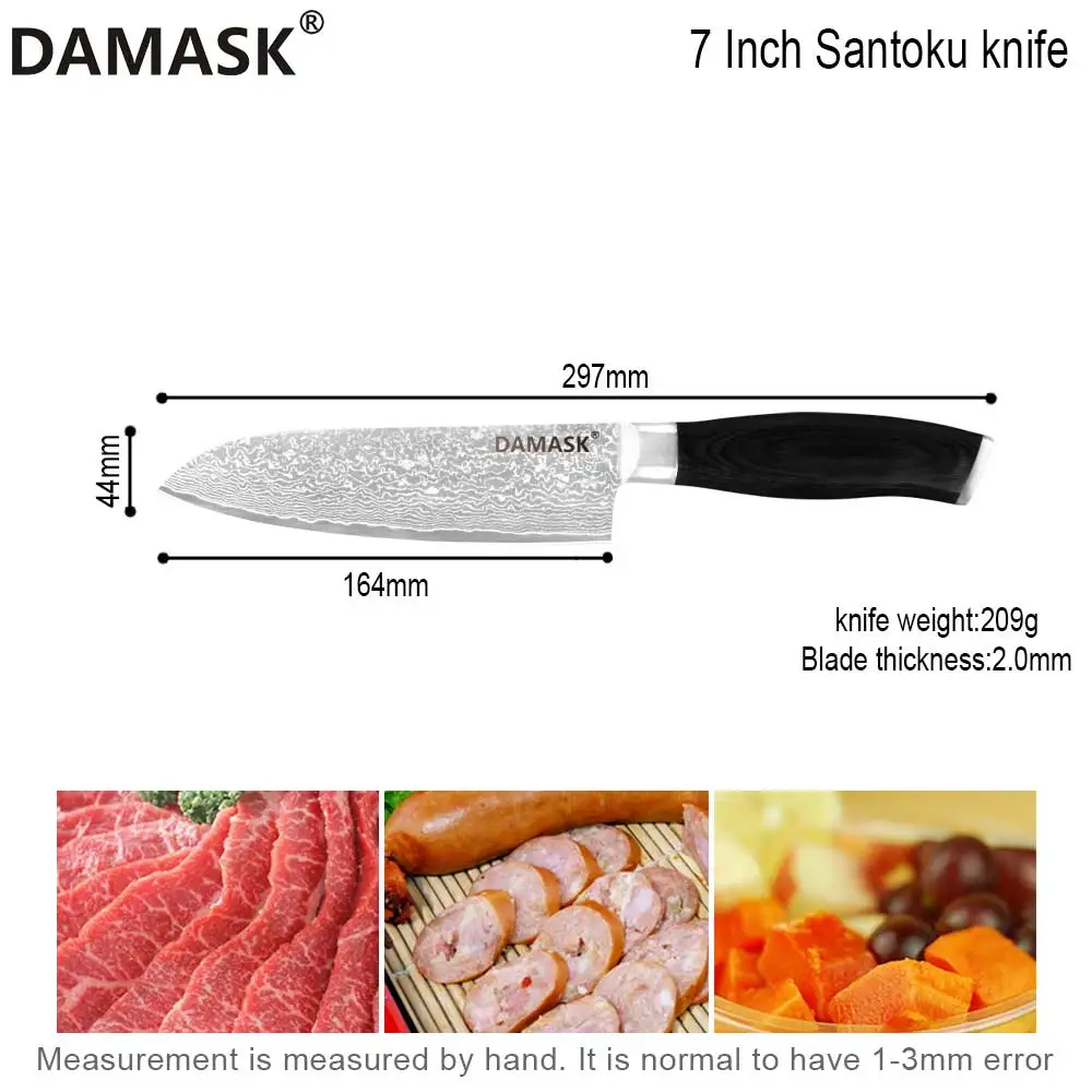 Damask " Santoku 5" утилита 3," нож для очистки овощей Дамаск острые кухонные ножи набор японский VG10 сталь многоцелевой шеф-повара режущие инструменты