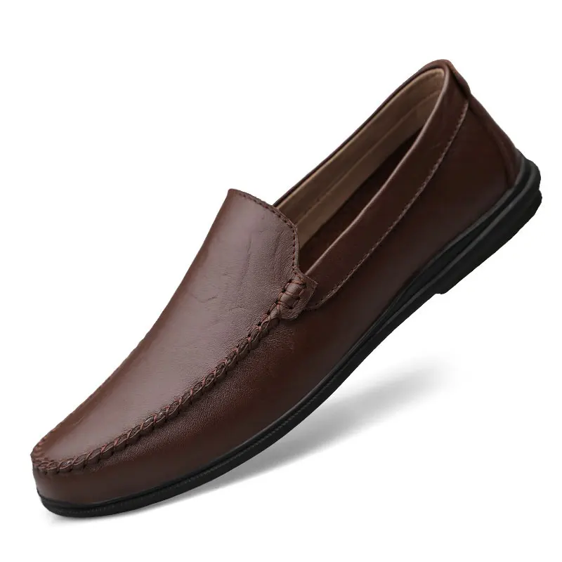 

2019 Casual Shoes For men Slip on Flats Men's Shoes brown color Man Shoes Handmade leather summer big sizes 46