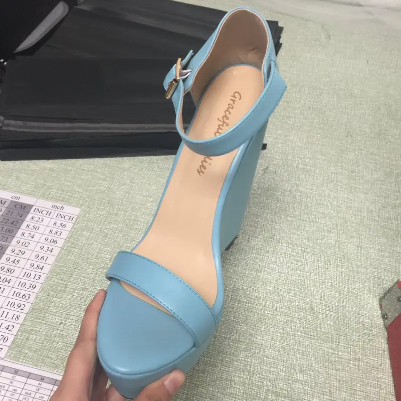 baby blue wedges shoes