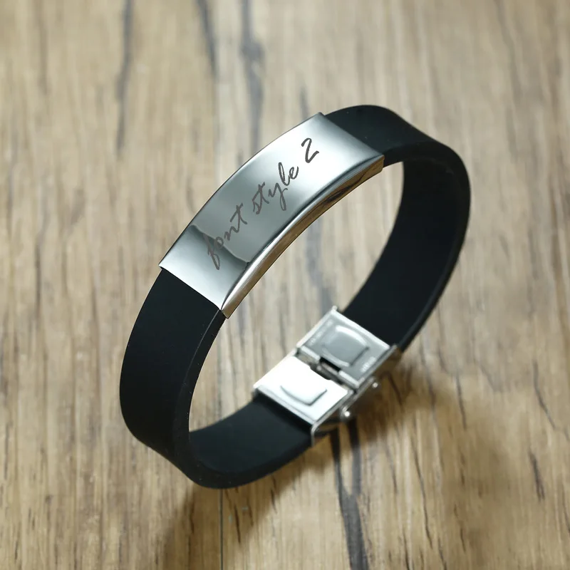 Personalized Free Engraving Stainless Steel ID Waterproof Silicone