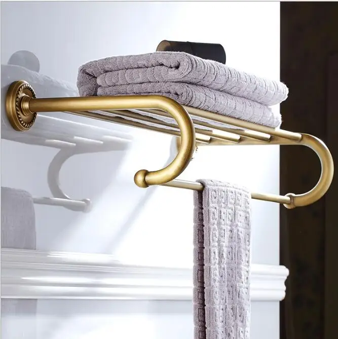 Antique Bronze Fixed Bath Towel Holder Wall Mounted Towel Rack 60 cm